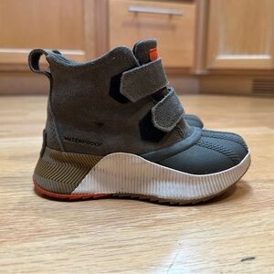 Sorel Kids Waterproof Boots - Olive and Orange